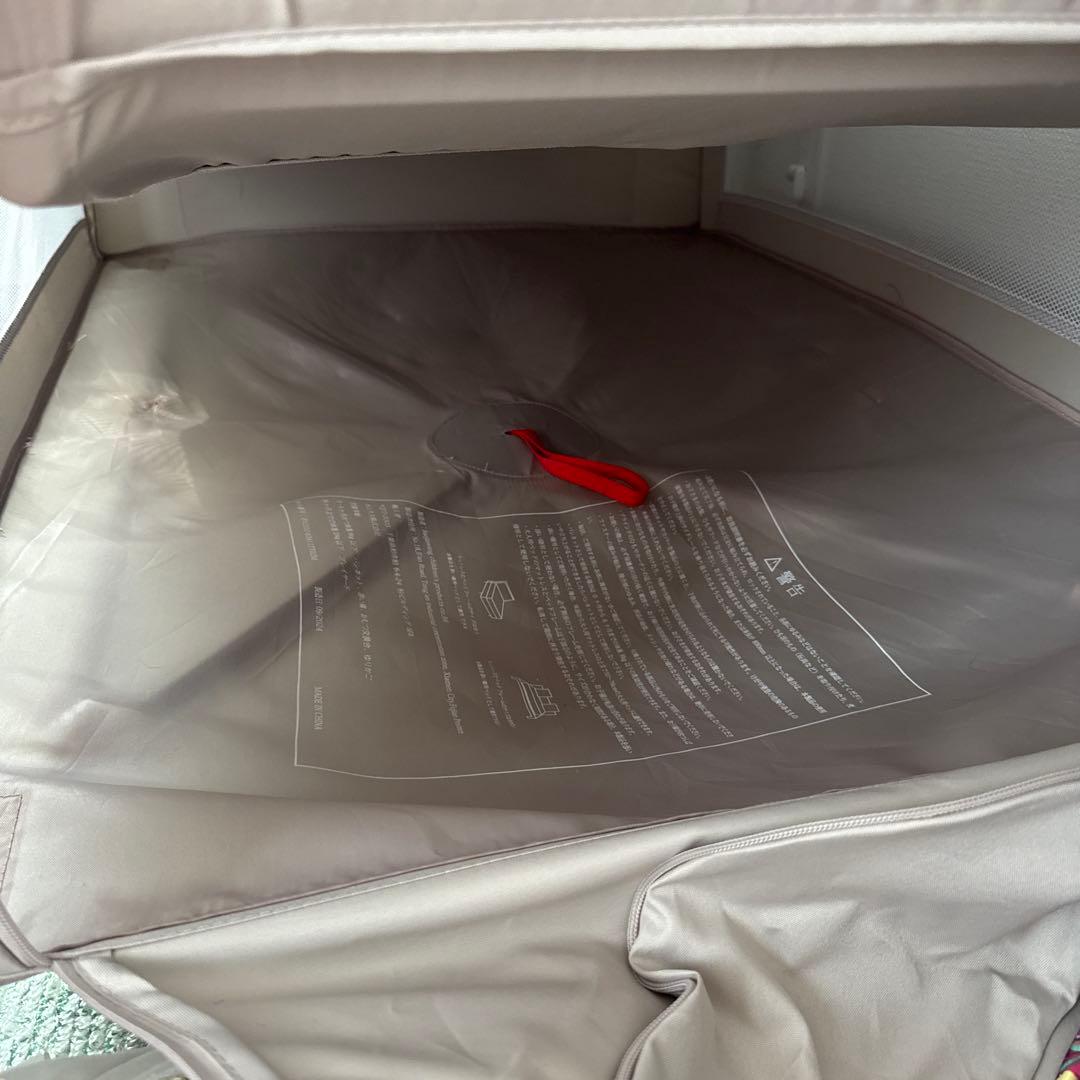 ベージュ メッシュサイド ベビーベッド ゆりかご おむつ交換台付き 0ヶ月〜