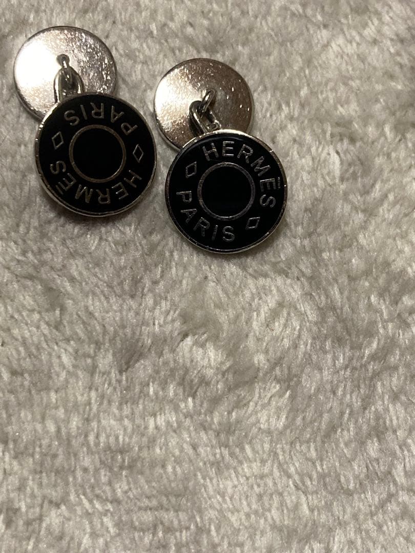 メ*長様 HERMES カフリンクス 黒 シルバー