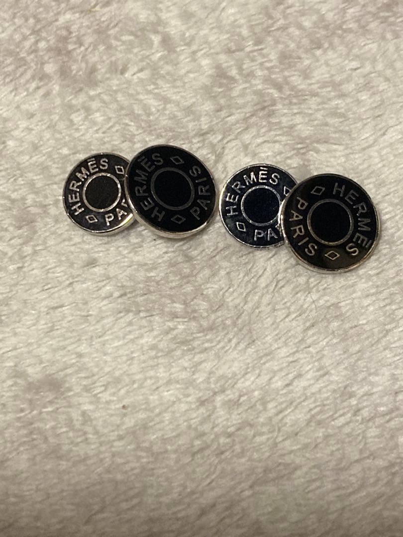 メ*長様 HERMES カフリンクス 黒 シルバー