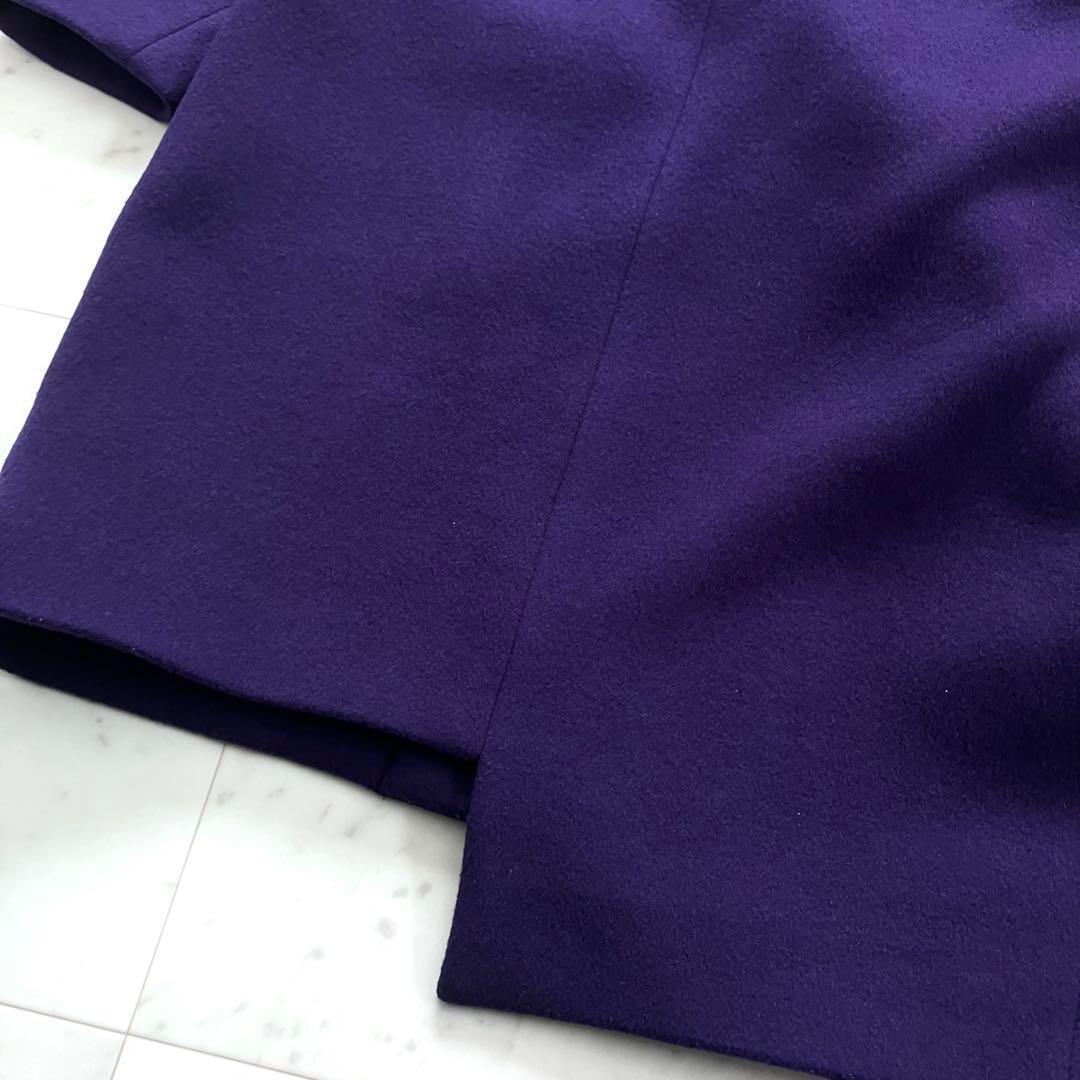 完売品 アンスリード アシンメトリーブロッキングコート 紫 ウール 36