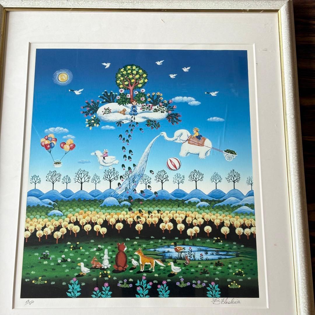 ビン・カシワ 花を咲かそう シルクスクリーン 200部限定 額装 C