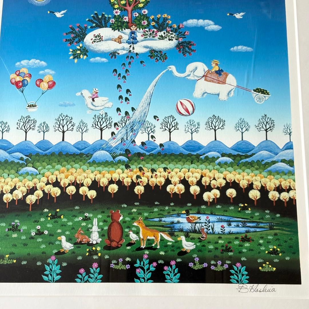 ビン・カシワ 花を咲かそう シルクスクリーン 200部限定 額装 C