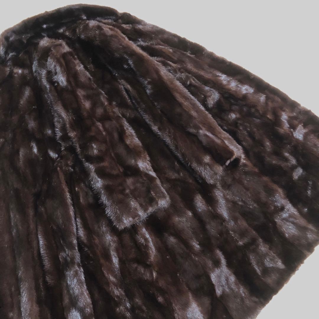 【希少】SAFURON サフロン　毛皮　ファーコート　ロングコート こげ茶