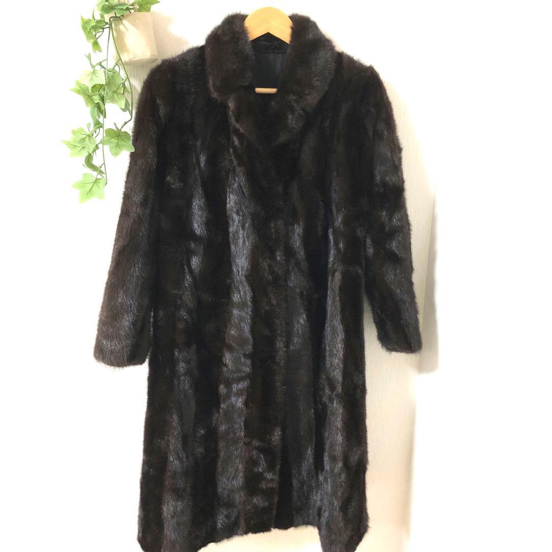 【希少】SAFURON サフロン　毛皮　ファーコート　ロングコート こげ茶