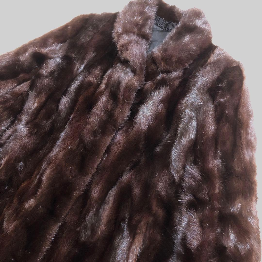 【希少】SAFURON サフロン　毛皮　ファーコート　ロングコート こげ茶