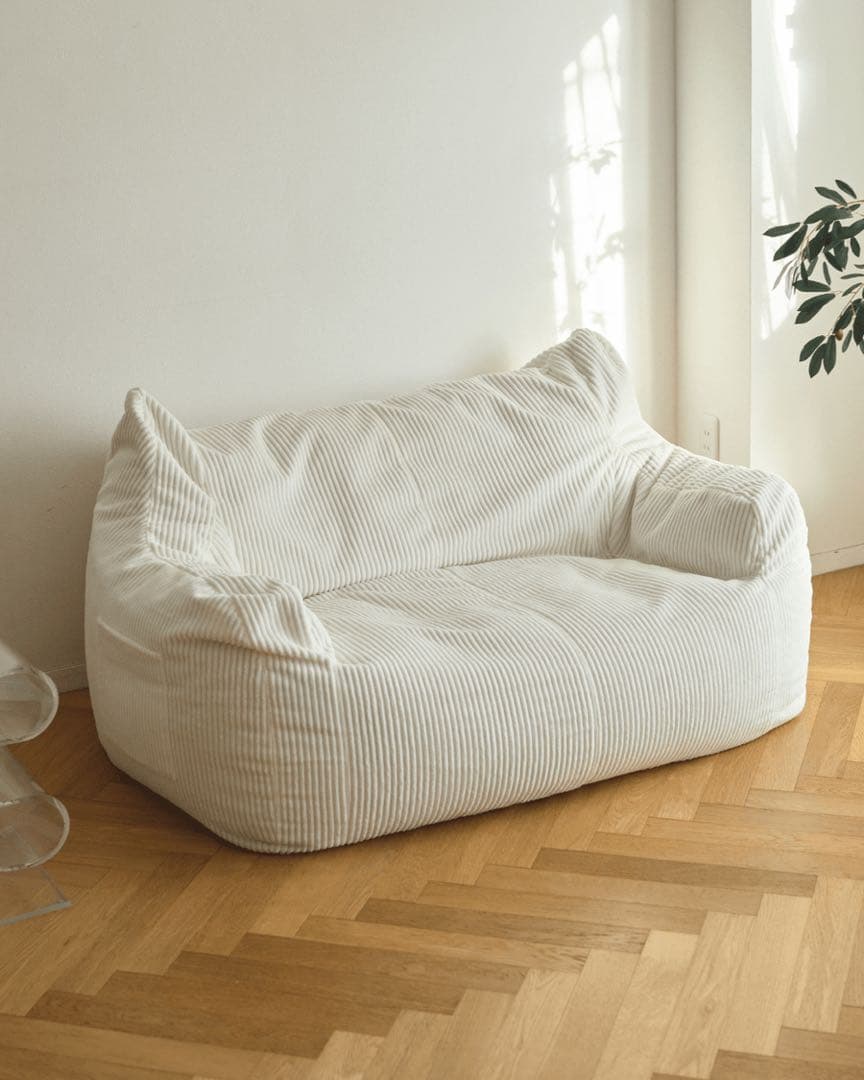 【特価】LOOSY ２人掛け ビーズソファ ivory HUGME