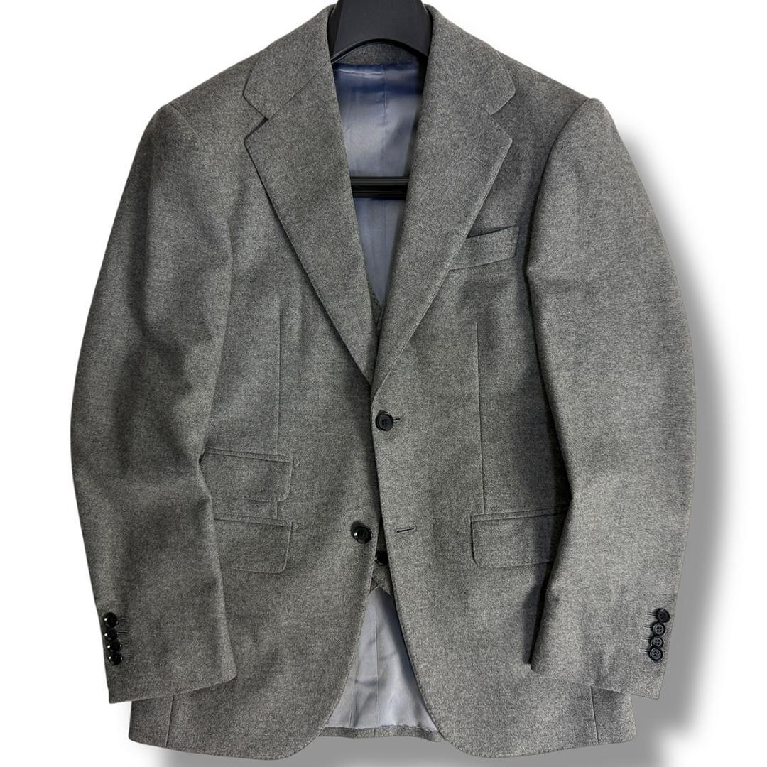 J7383 美品 リングヂャケット フランネル3ピーススーツ グレー 44
