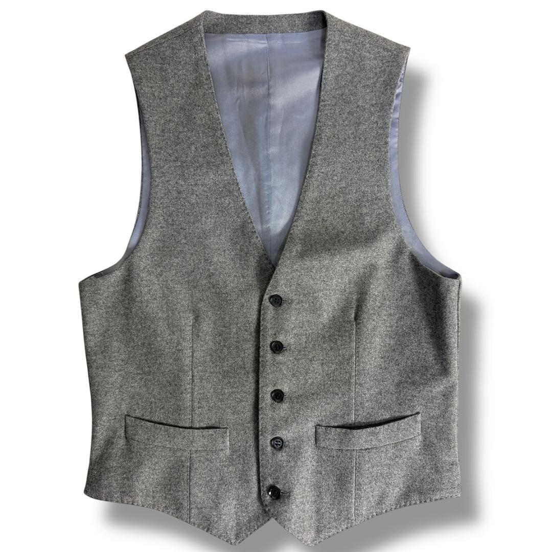 J7383 美品 リングヂャケット フランネル3ピーススーツ グレー 44