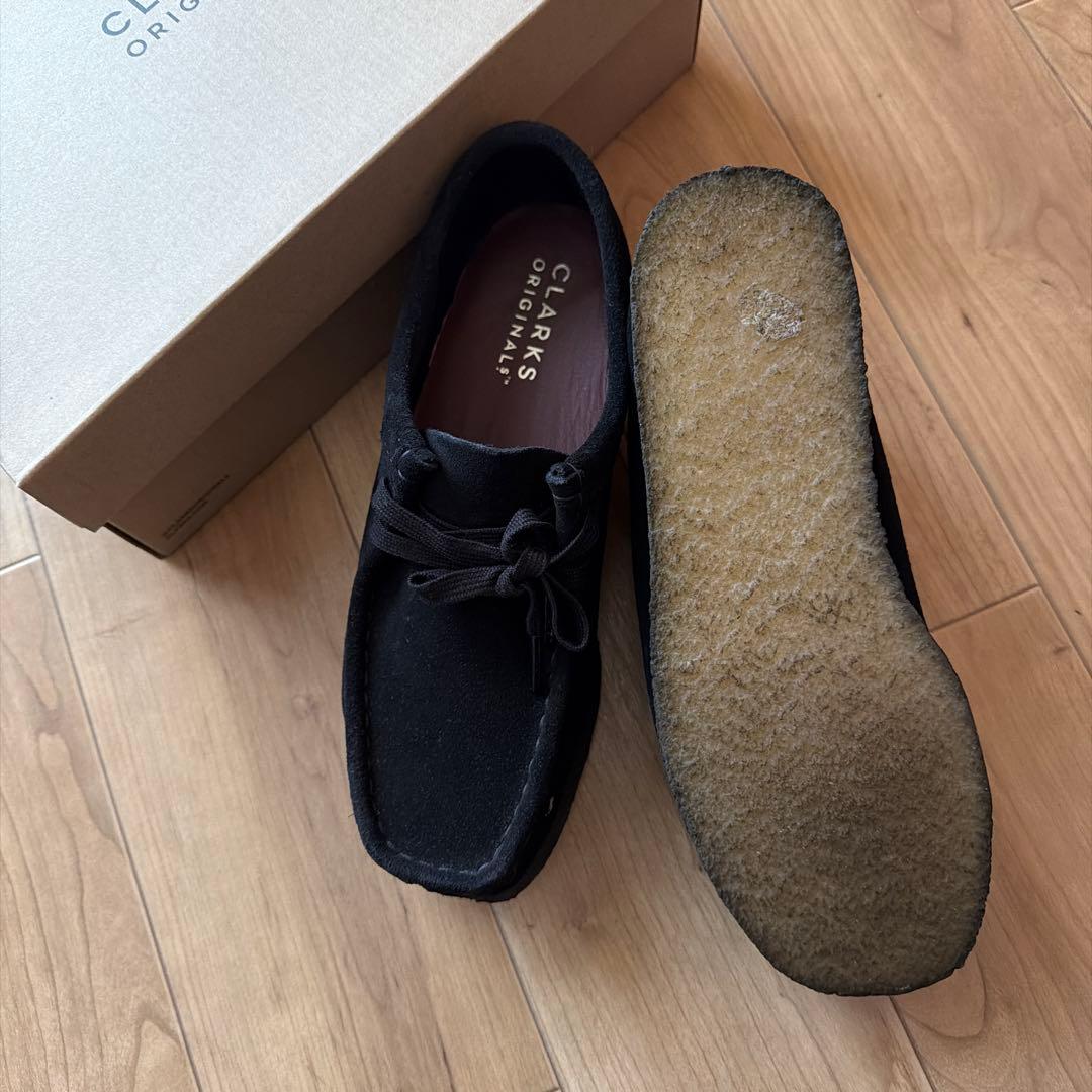 【美品】CLARKS ORIGINALS ワラビー ブラック スエード 24cm