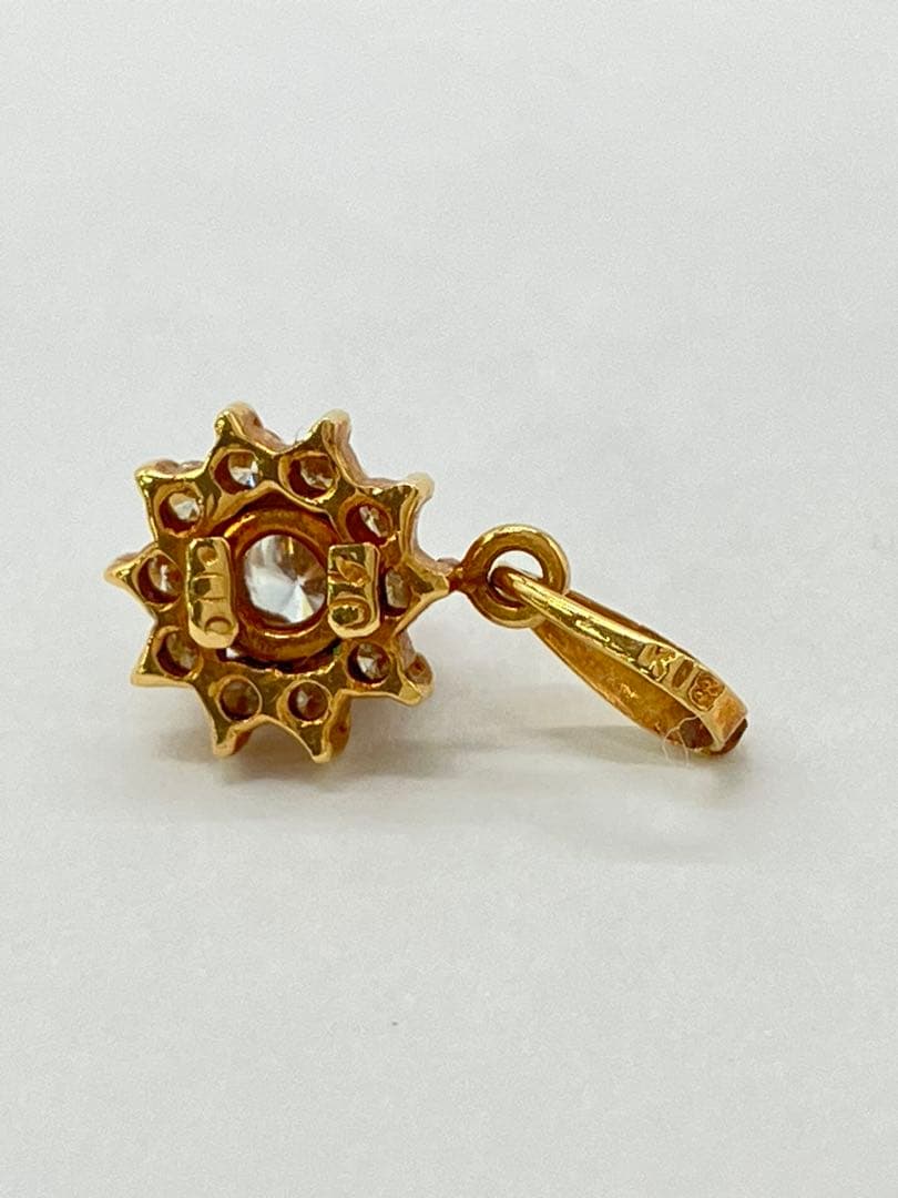 K18 ダイヤモンド ペンダントトップ 0.10ct/取り巻きデザイン/0.7g