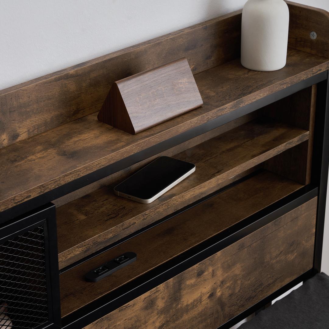 15％セール中！大人気！コンセント・宮付きベッドフレーム ダブル（D）