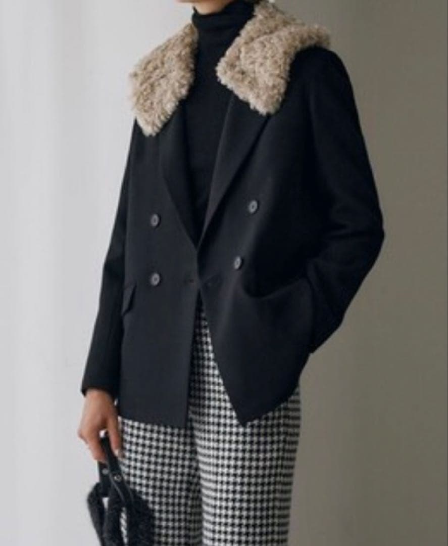 ICB L テーラードダブルジャケット ブラック46サイズ17号19号