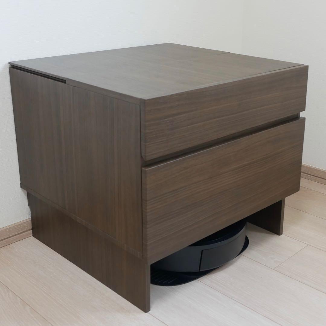 掃除ロボット基地収納 ナイトテーブル｜ゴミステーション対応・隠し引出し付｜DIY
