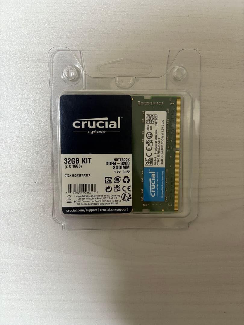 crucial DDR-3200 SODIMM 32GB(16GB×2)
