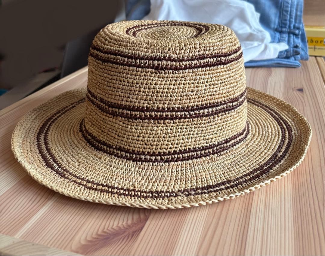 【試着のみ】45rpm ストローハット　麦わら帽子　ナチュラル
