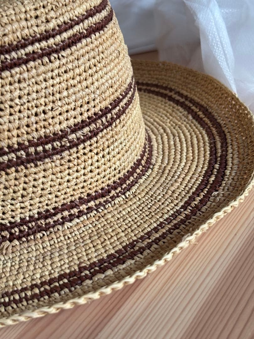 【試着のみ】45rpm ストローハット　麦わら帽子　ナチュラル