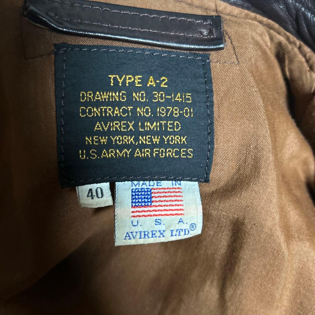 AVIREX A-2 フライトジャケット サイズUS40 バックペイント レア