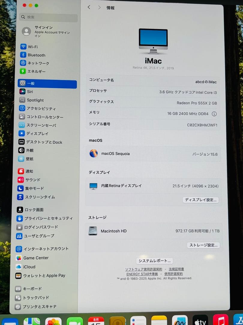 Apple iMac 21.5インチ Retina 4K（2019）