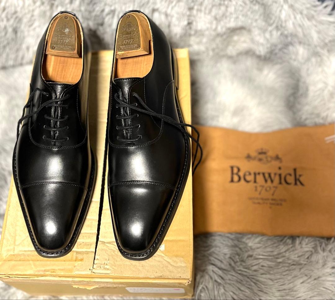 バーウィックBerwick 1707 ブラックレザードレスシューズ、6.5
