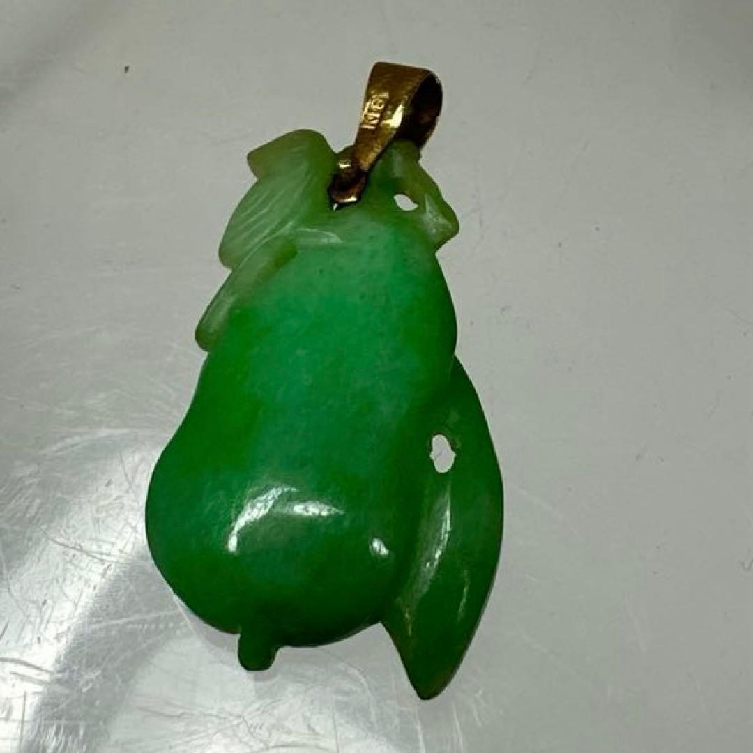 K18刻印　本翡翠　ネックレストップ　タサチ　東さ7-0420☆2F