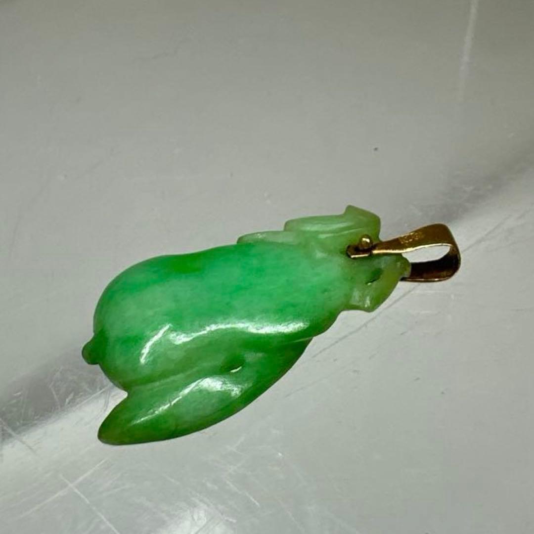 K18刻印　本翡翠　ネックレストップ　タサチ　東さ7-0420☆2F