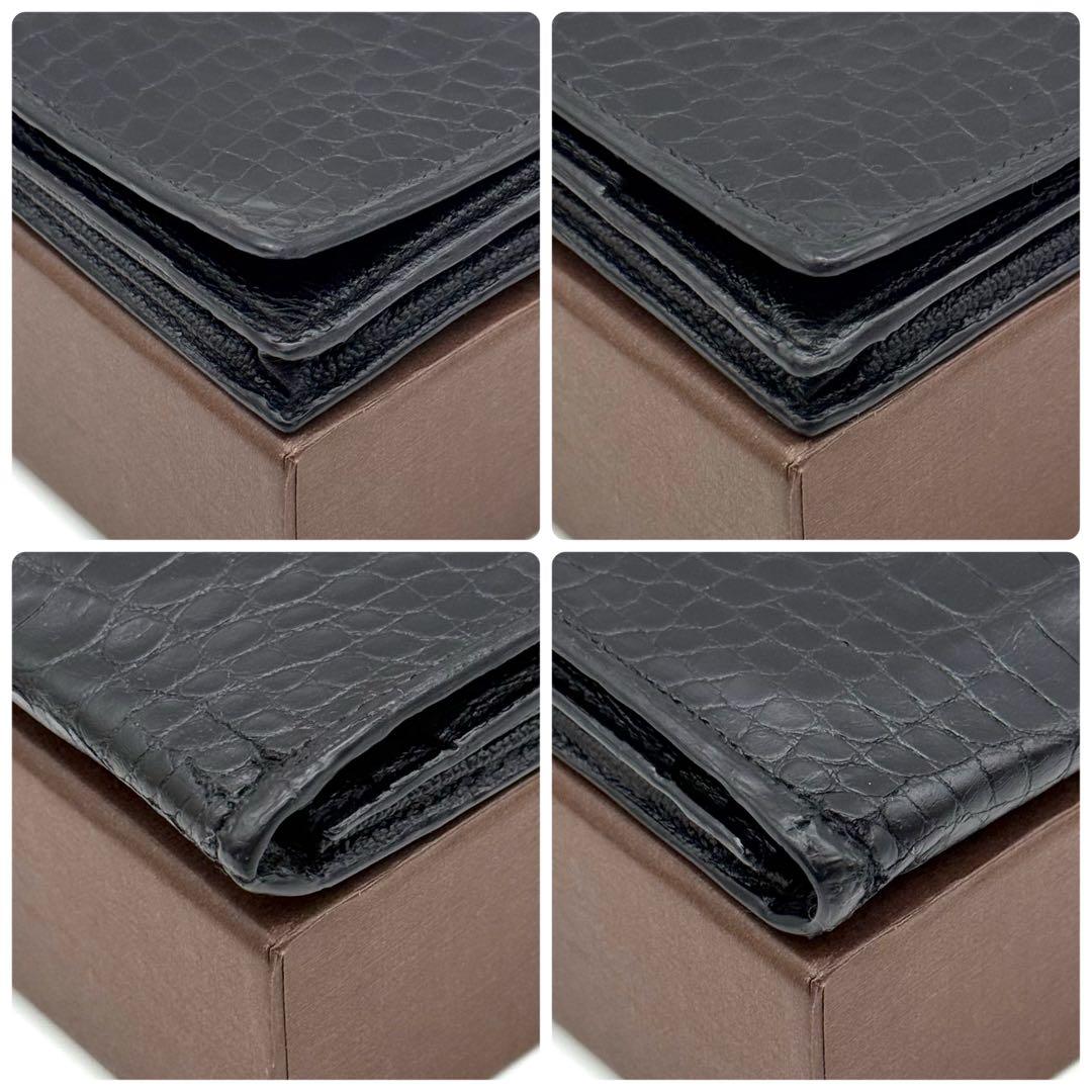 エルメス べアンスフレ クロコダイル アリゲーター 　ブラック 長財布 P21