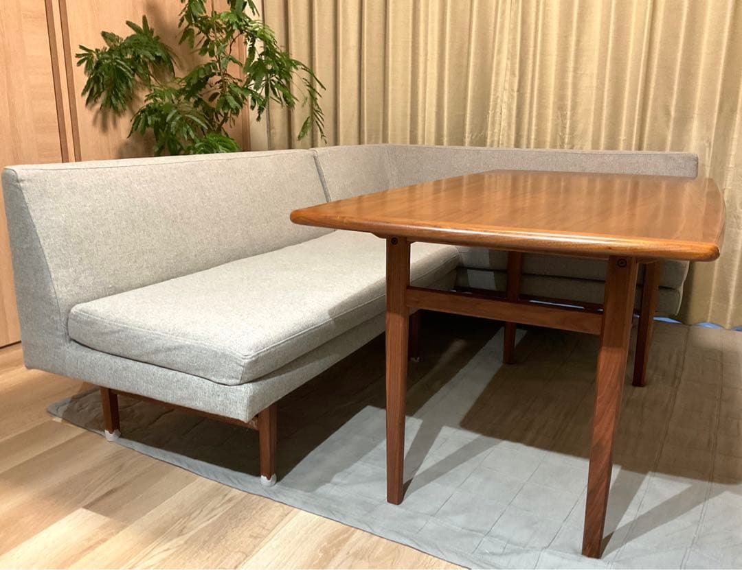 【送料込】unico NORDソファダイニングテーブル　北欧 ②ベンチアーム