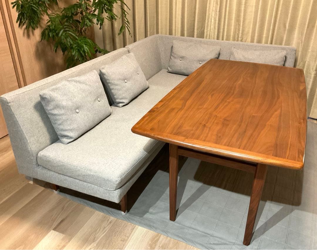 【送料込】unico NORDソファダイニングテーブル　北欧 ②ベンチアーム