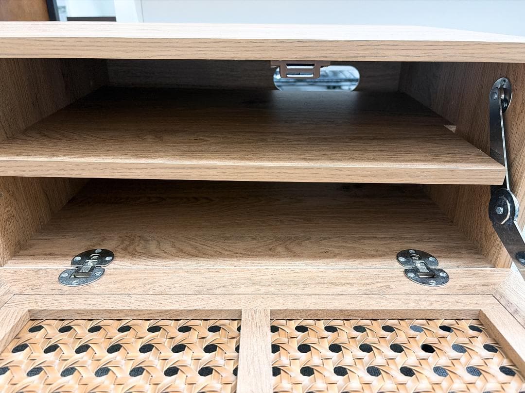 大阪京都限定 極美品 LOWYA ロウヤ ラタン調 木製テレビボード 机TV台