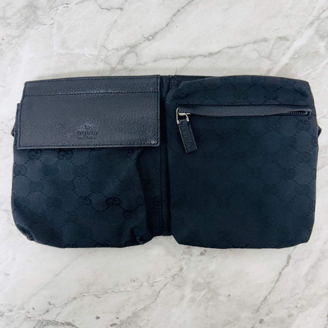 ✨GUCCI✨グッチ✨GG柄✨ロゴ✨ブラック✨ヴィンテージ✨ウエストポーチ✨
