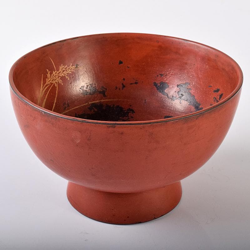 根来漆　金銀蒔絵　蟹文椀　時代箱付　M　R7922