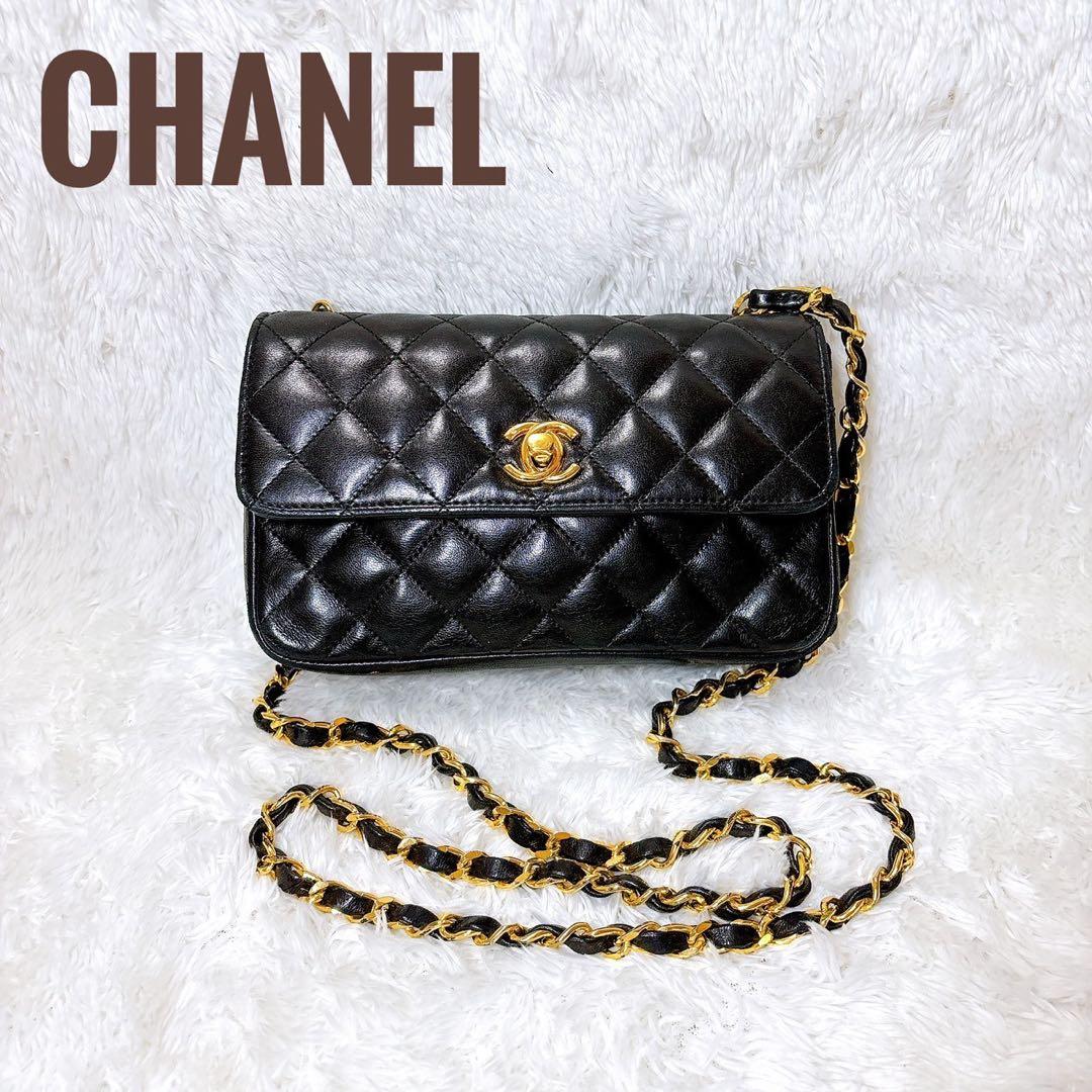CHANEL ✨シャネル　ミニマトラッセ　ラムスキン　ショルダーバッグ　黒　金