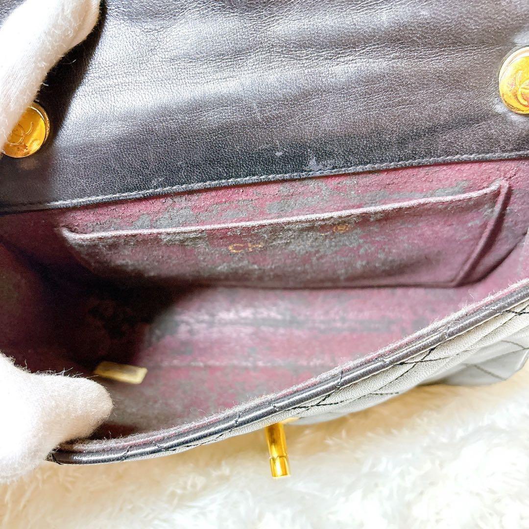 CHANEL ✨シャネル　ミニマトラッセ　ラムスキン　ショルダーバッグ　黒　金