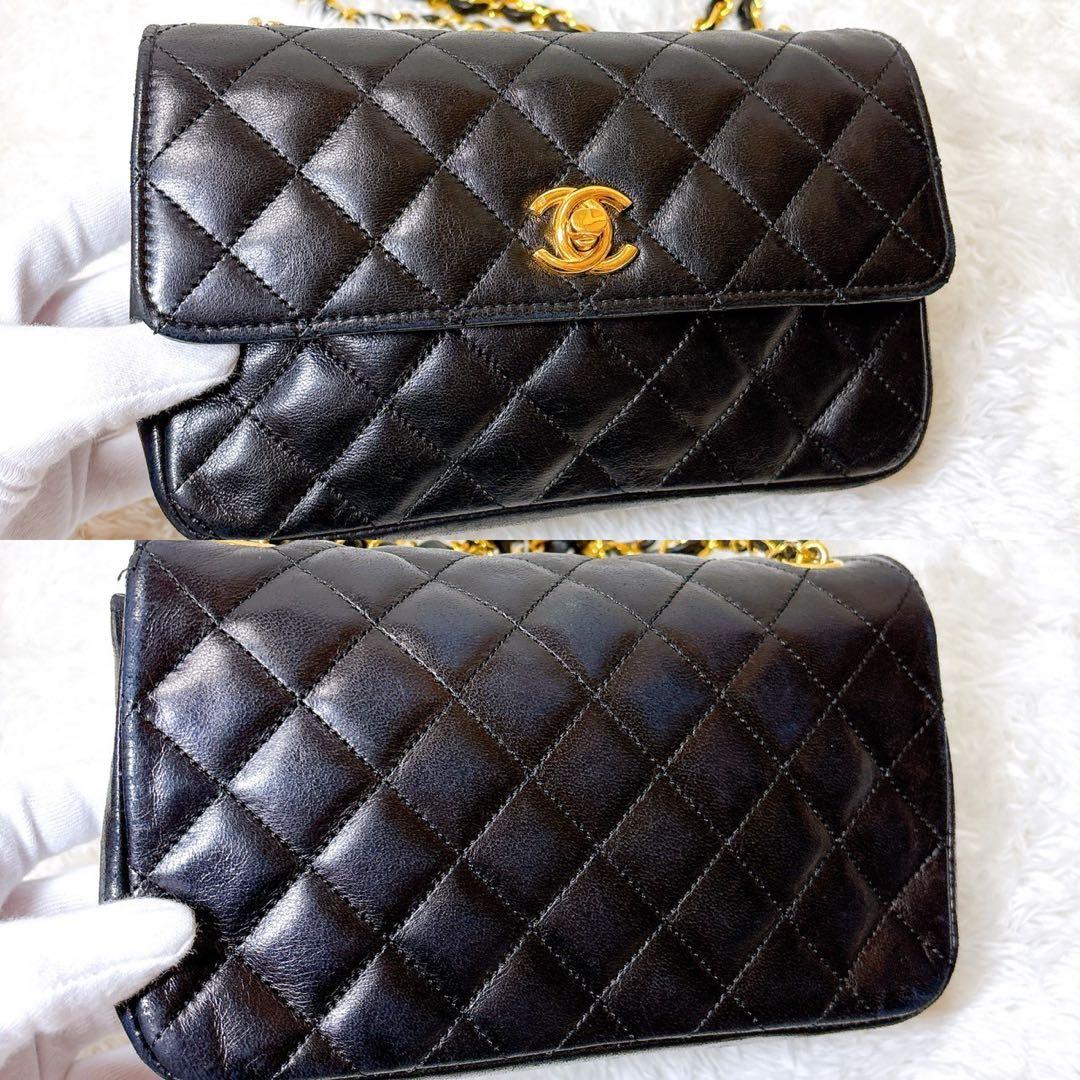 CHANEL ✨シャネル　ミニマトラッセ　ラムスキン　ショルダーバッグ　黒　金