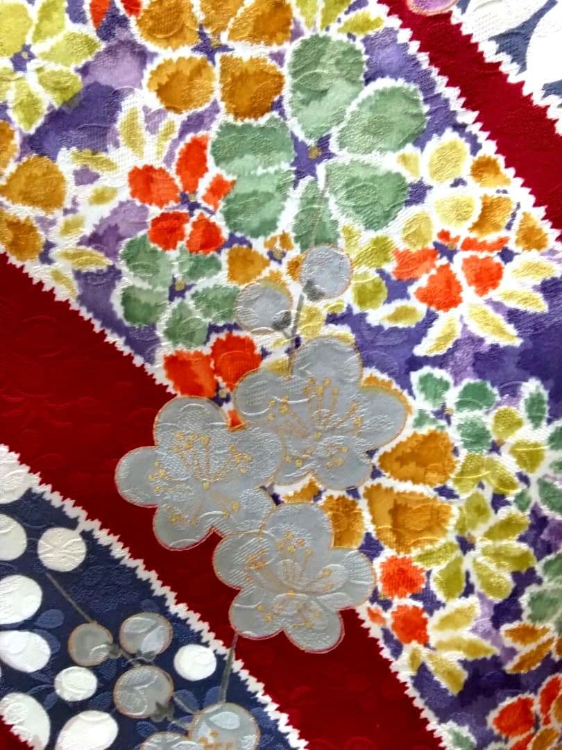 振袖フルセット、正絹、成人式、重ね衿帯揚げ帯締め、西陣袋帯、襦袢、岩田専太郎落款