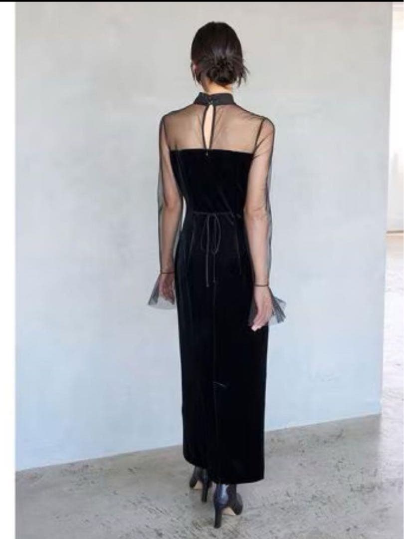 【新品未使用】SNIDEL♡シアードッキングベロアドレス　ブラック 1サイズ