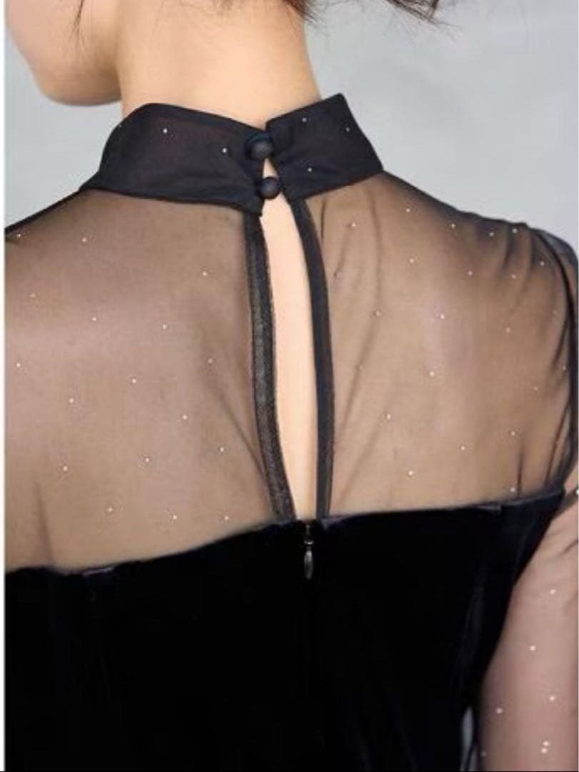 【新品未使用】SNIDEL♡シアードッキングベロアドレス　ブラック 1サイズ