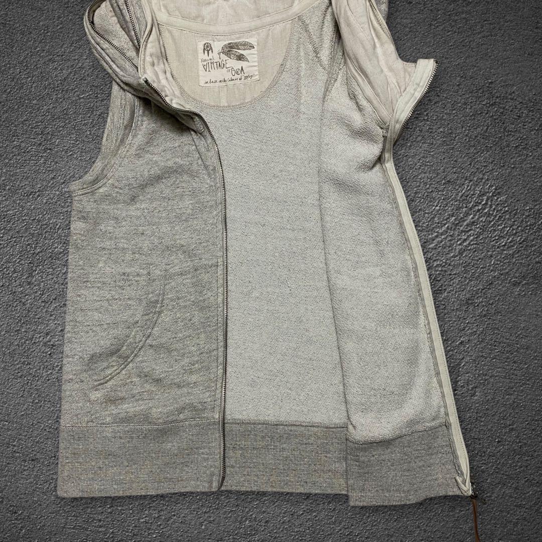 トップス goa big hooded sweat double zip up vest