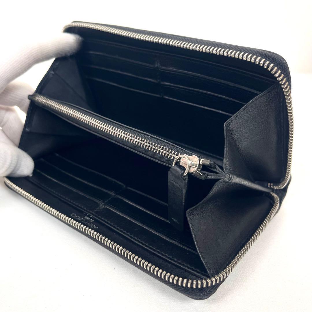 ジミーチュウ　長財布　スター　エンボス　オールブラック　ラウンドファスナー　極美