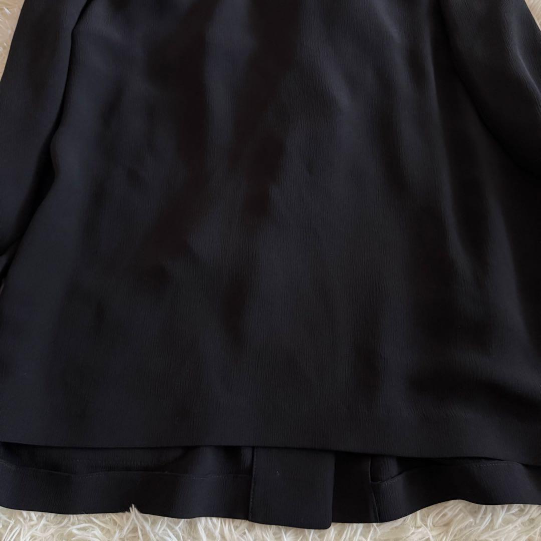 【極美品】【絹100%】フェラガモ　ジャケット　ヴァラボタン　フリル　黒　3XL