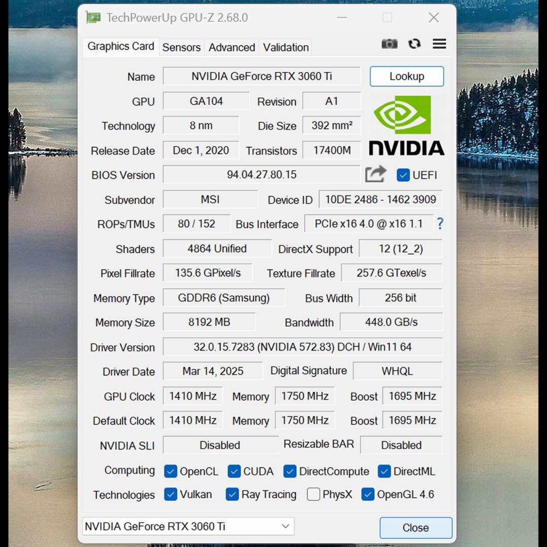 【美品】MSI GeForce RTX 3060 Ti Ventus