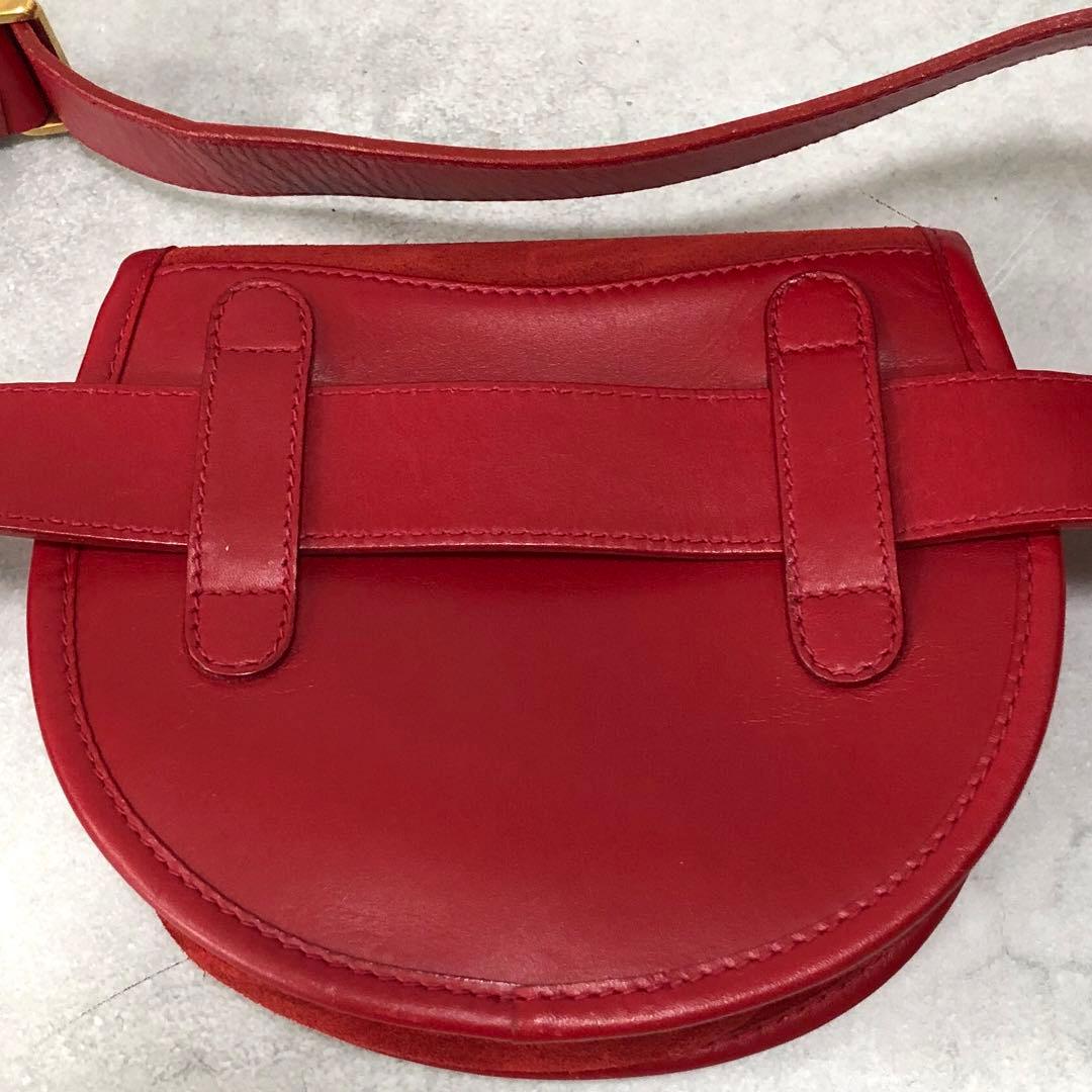 GUCCI ホースビット スエード ボディバッグ 斜めがけ レザー レッド