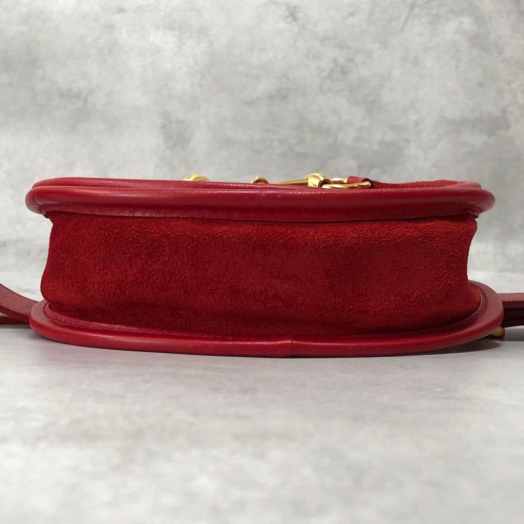 GUCCI ホースビット スエード ボディバッグ 斜めがけ レザー レッド