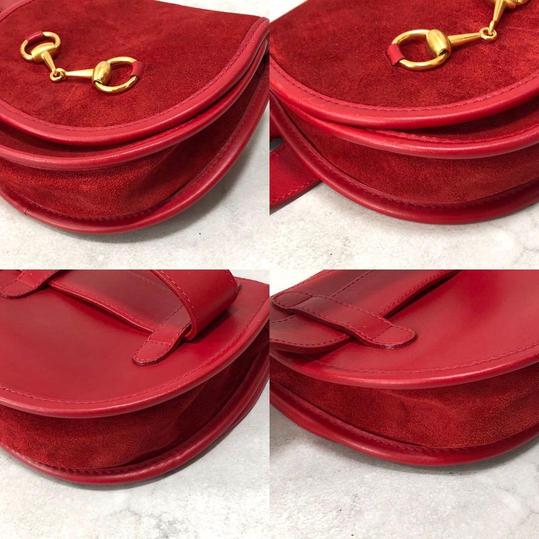 GUCCI ホースビット スエード ボディバッグ 斜めがけ レザー レッド