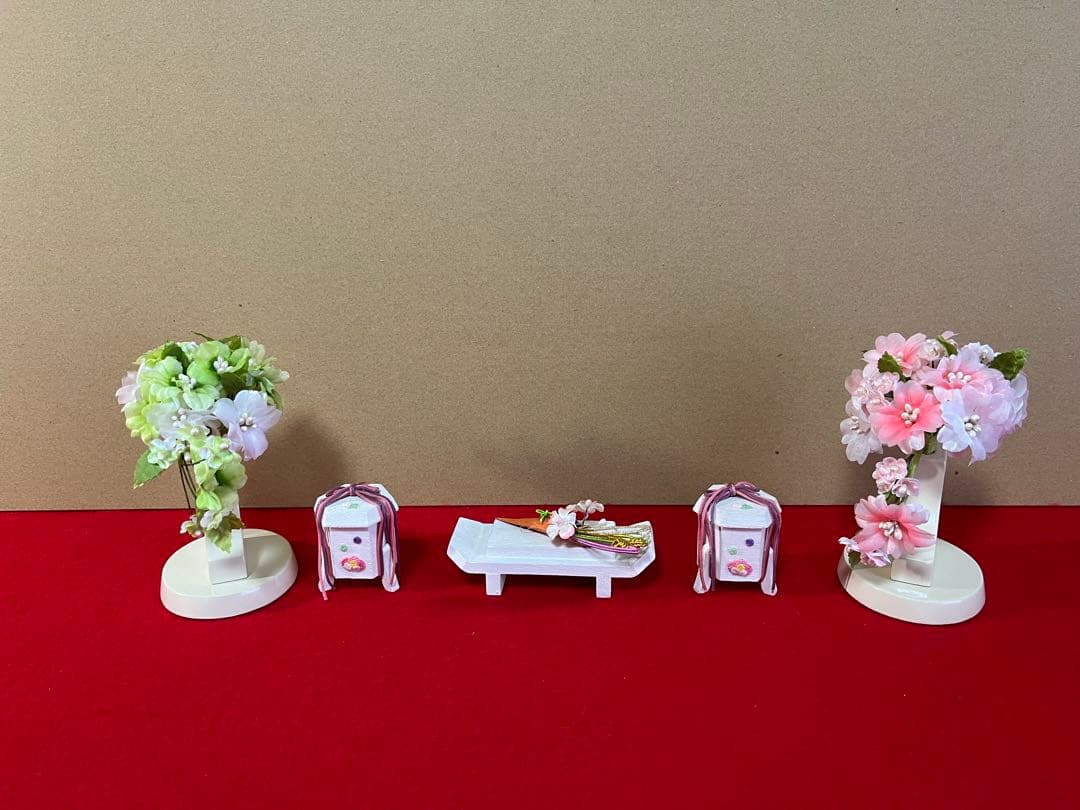 収納式親王飾り　白桜　セット