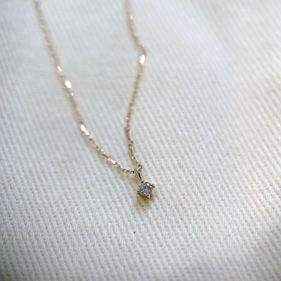 ete K10PG レイヤー ダイヤモンドネックレス 箱付き