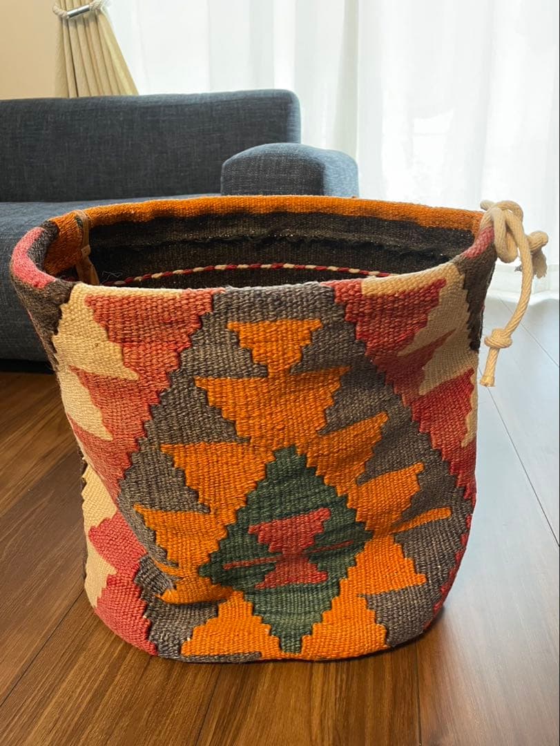 希少　キリムバスケット　キリムラグ　ポット　鉢カバー　観葉植物