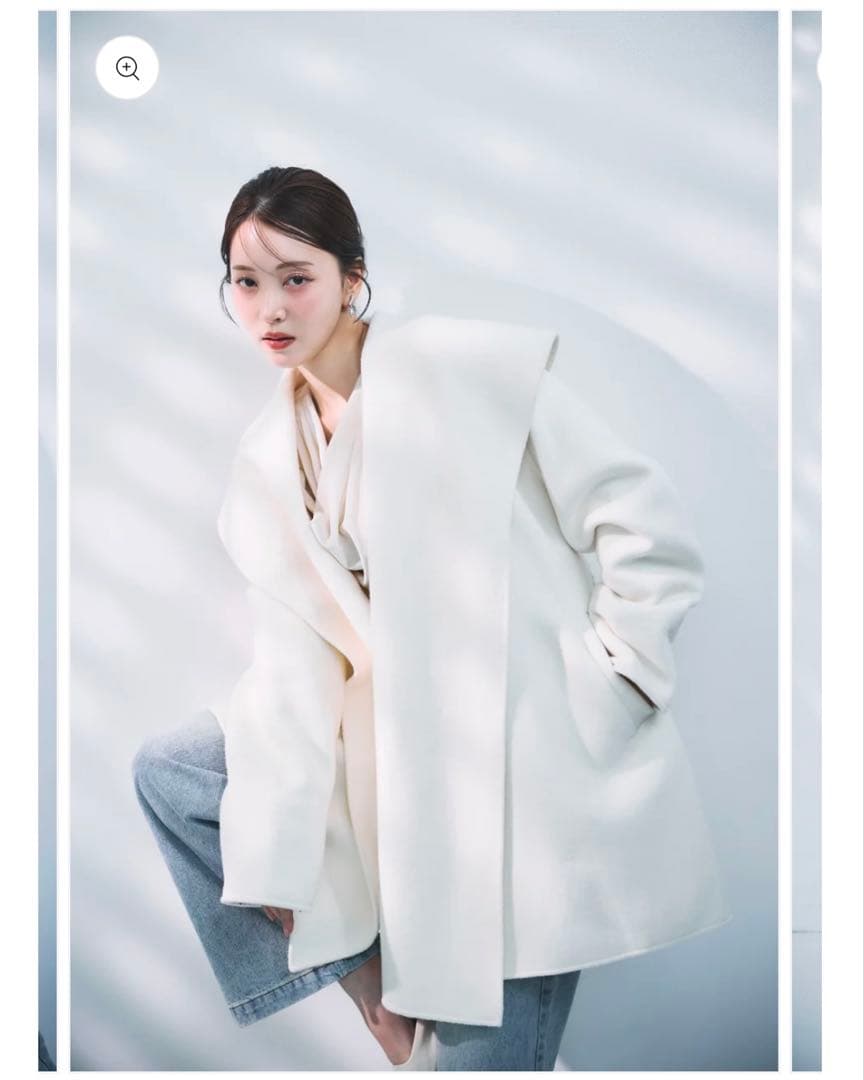 ☆新品タグ付き☆ polaura ショールカラーウールミドルコート オフホワイト