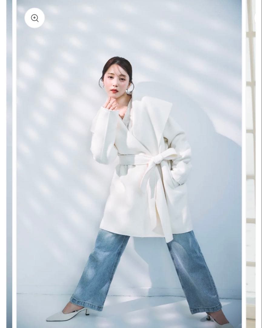 ☆新品タグ付き☆ polaura ショールカラーウールミドルコート オフホワイト