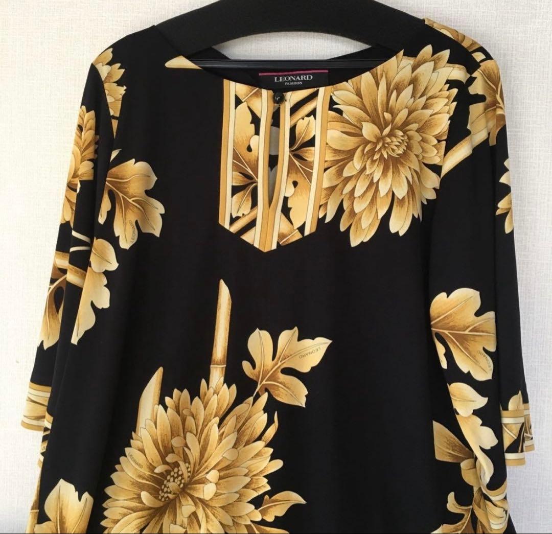 LEONARD 花柄 五分袖チュニック